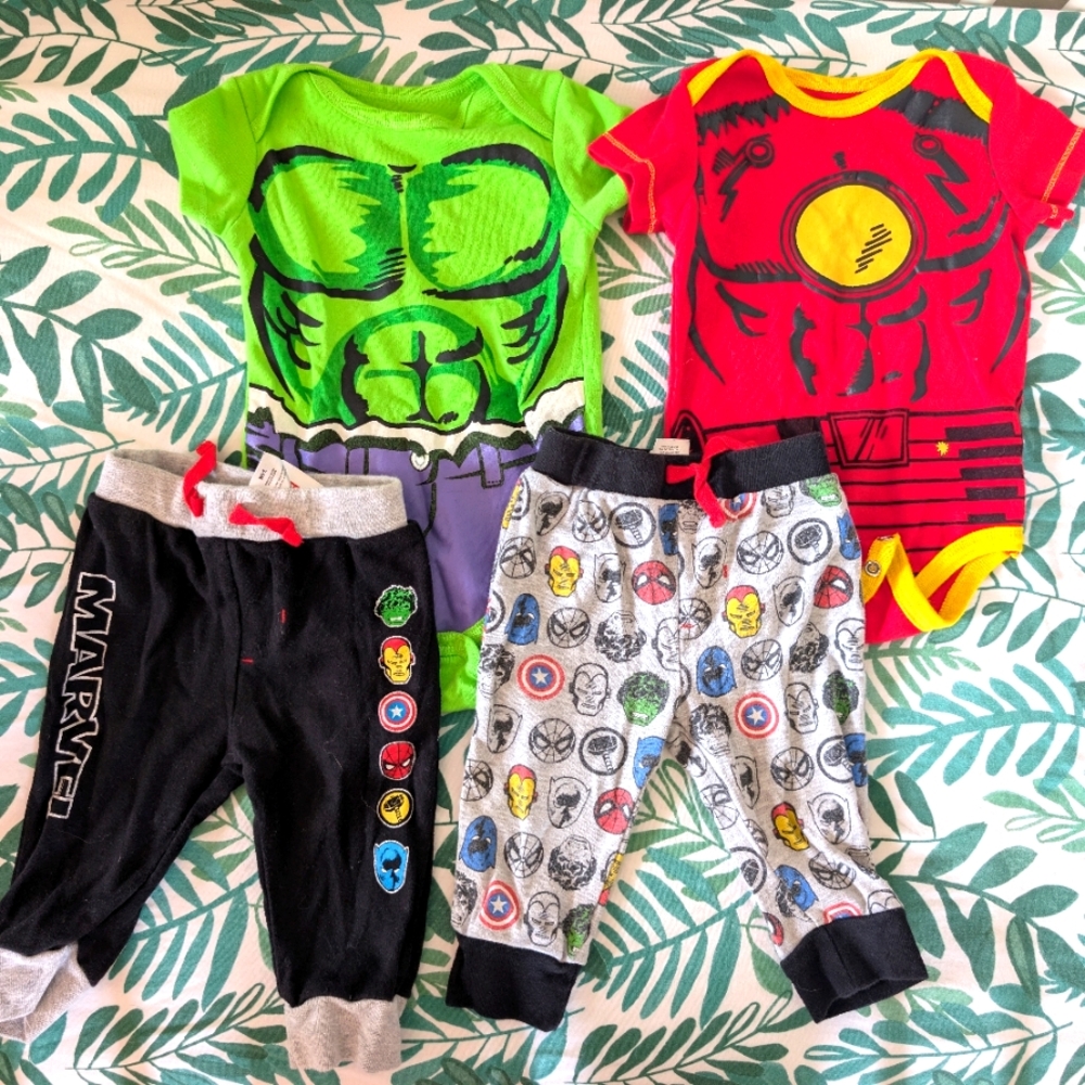 Marvel Hulk And Iron Man Bodysuits With Character Pants